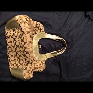 Large gold coach purse